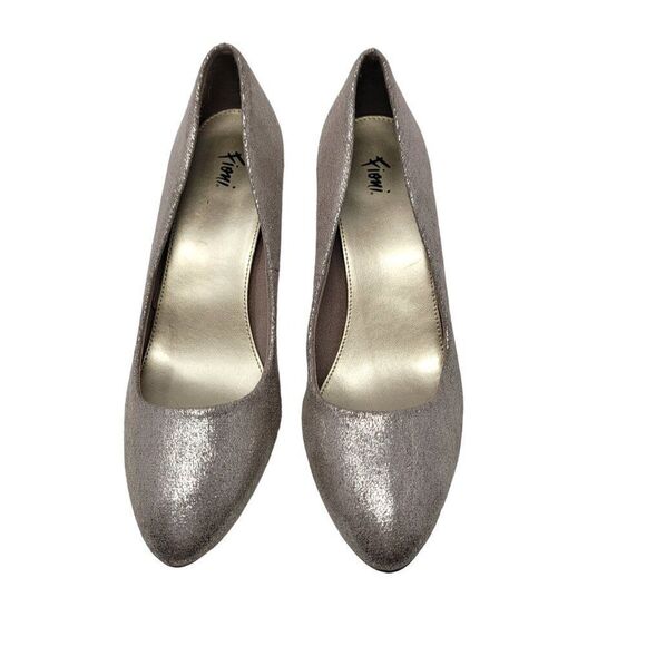 Fioni Vegan Rose Gold Formal Sparkle Pumps 7.5 Slip-On Heels Pointy Toe Glam - Picture 10 of 11